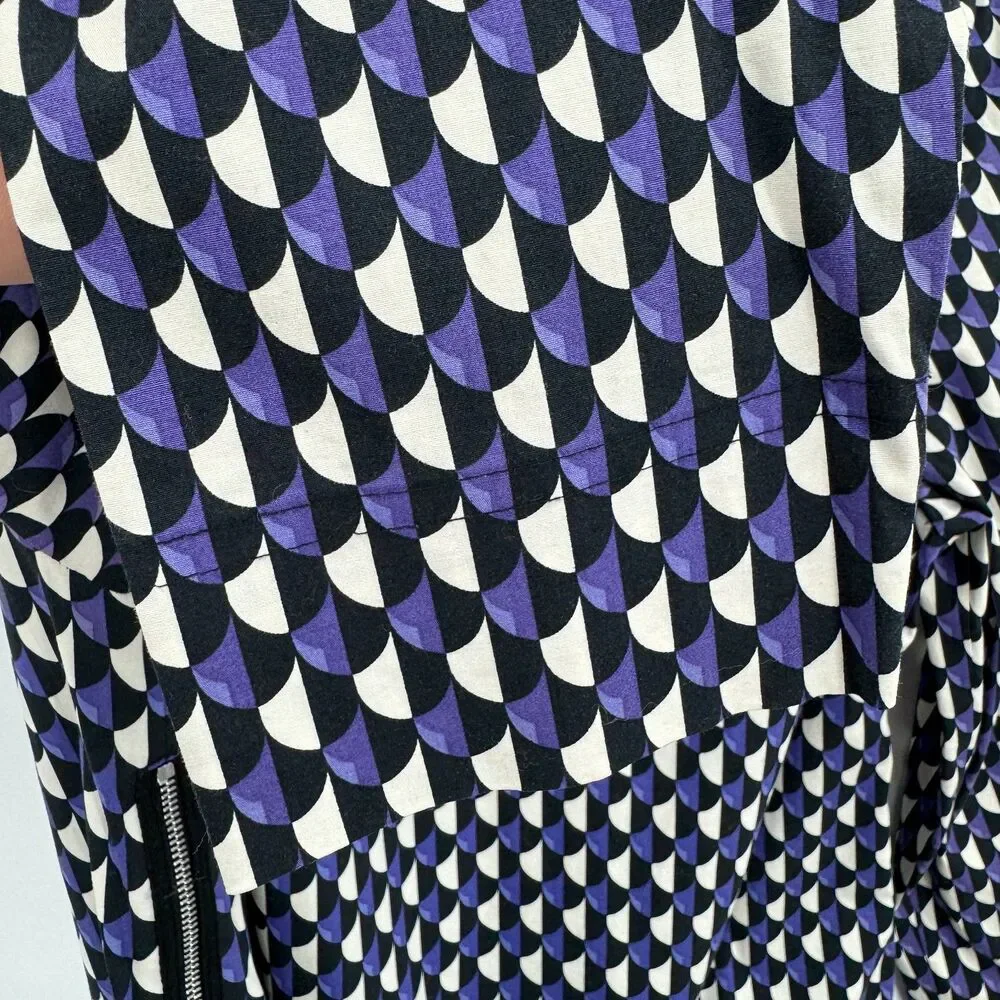 J. CREW Jet Set Geo Purple Black Geometric Size Zip Mini Shift Dress Size 6